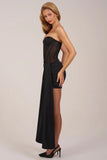 Bandeau Lace Up Corset Mini Dress in Black