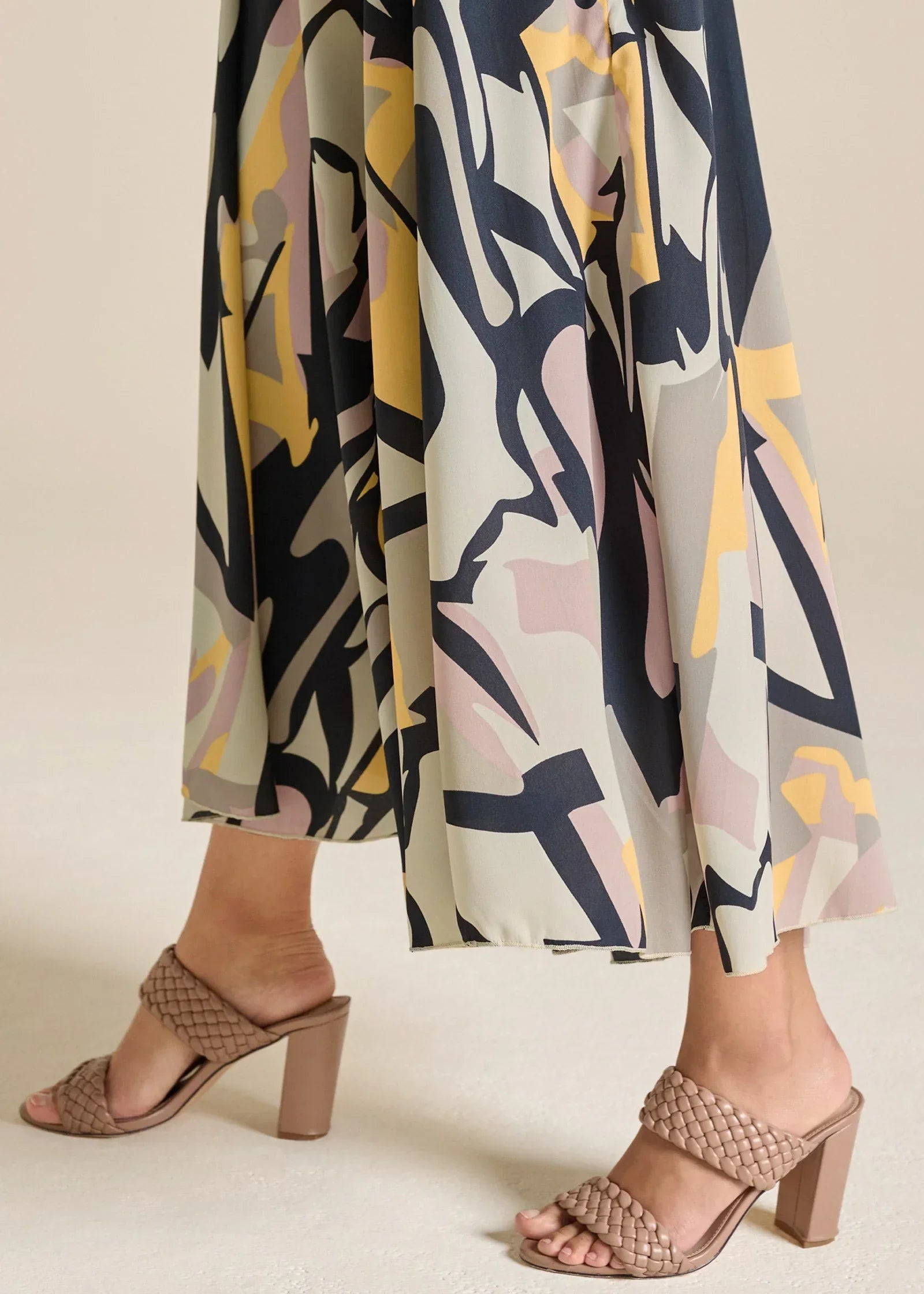 Printed Flowy Pants Navy Multi