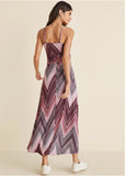 Gathered Waist Maxi Dress Burgundy Multi