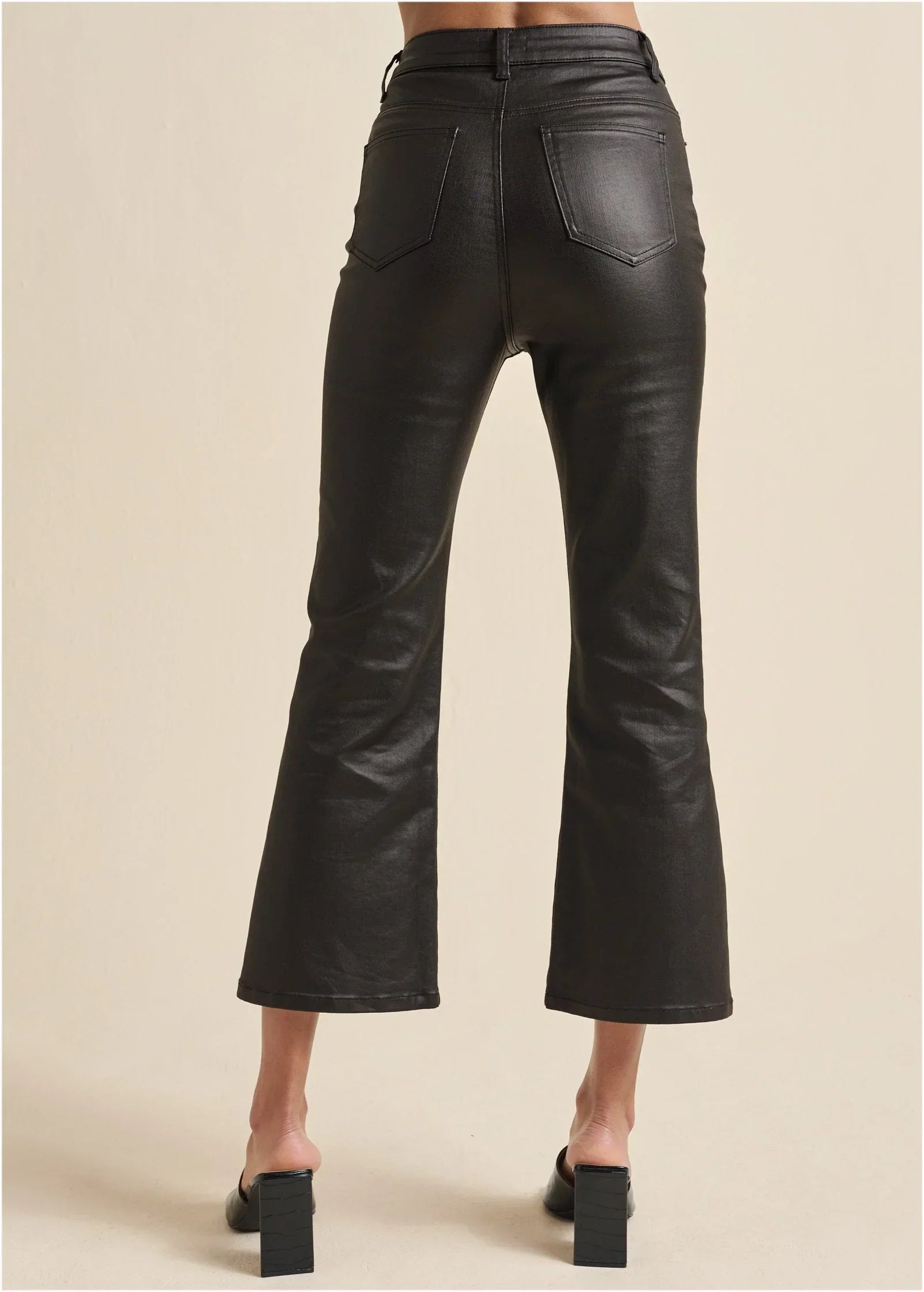 Coated Kick Flare Jeans Jet Black