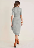Tie Side Sweater Dress Light Heather Grey