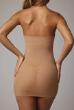 Soft Sheer Mesh Bandeau Mini Slip Dress in Almond