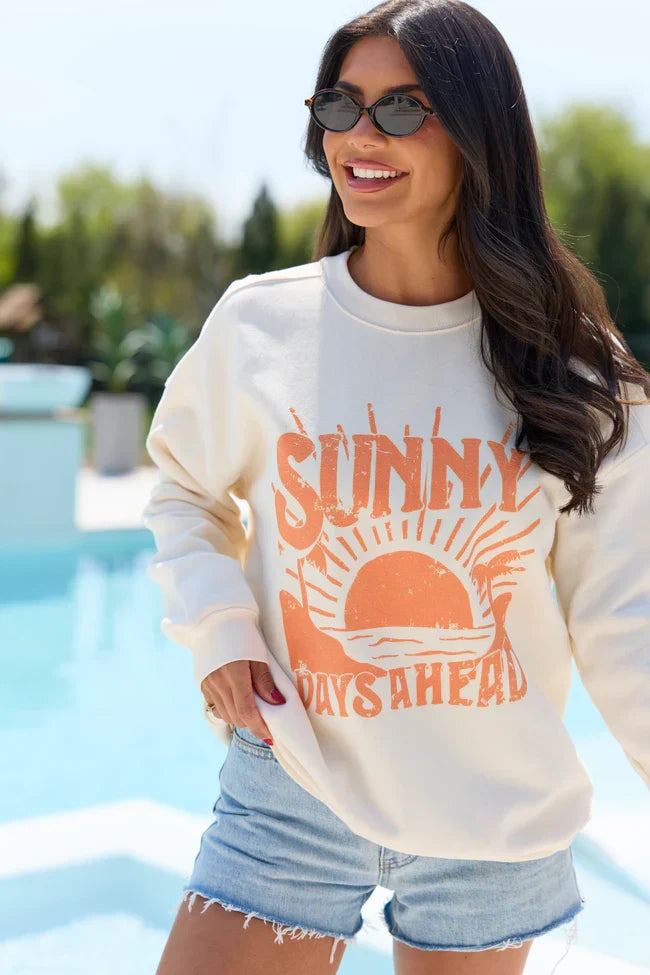 Sunny Days Ahead Cream Graphic Sweatshirt