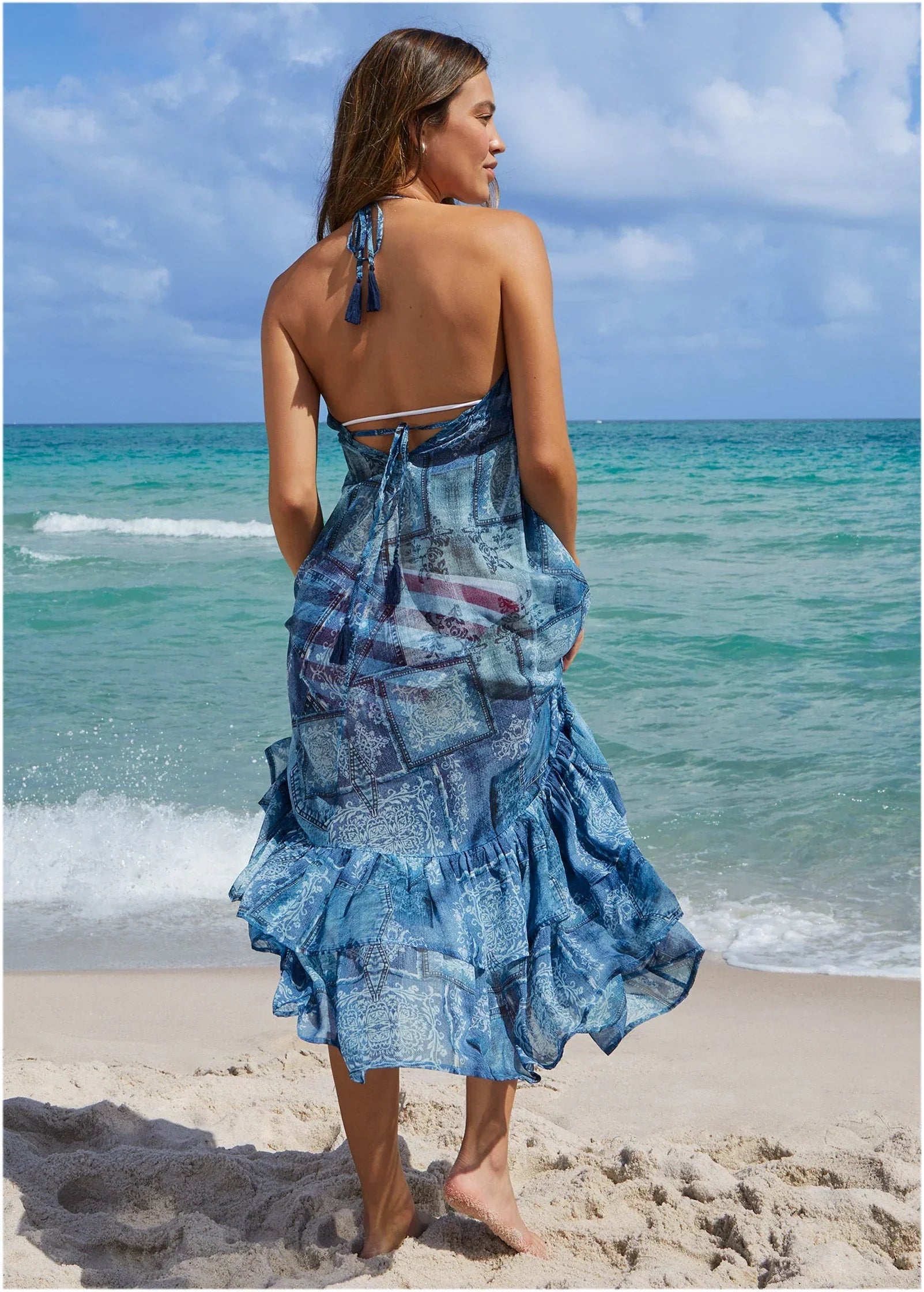Cover Up Dress Denim Patchwork