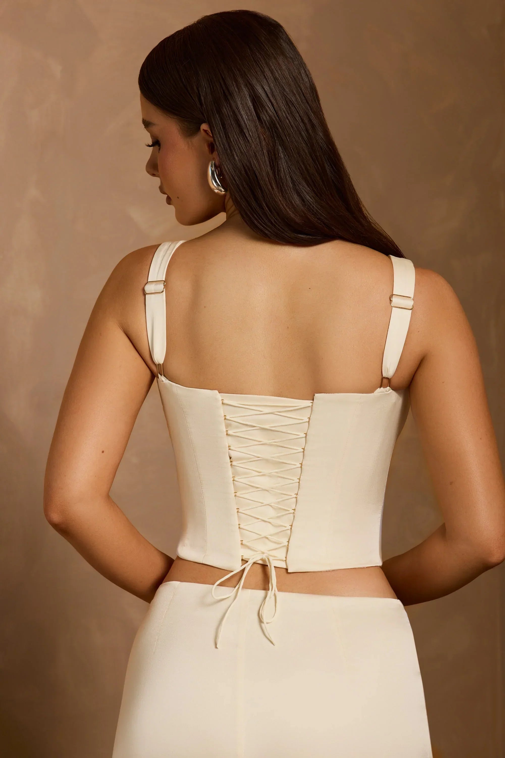 Lace Up Corset Top in Ivory