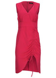 Ruched Side High Low Dress Persian Red