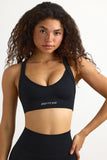 Super Sculpt Seamless Cross Back Sports Bra in Black
