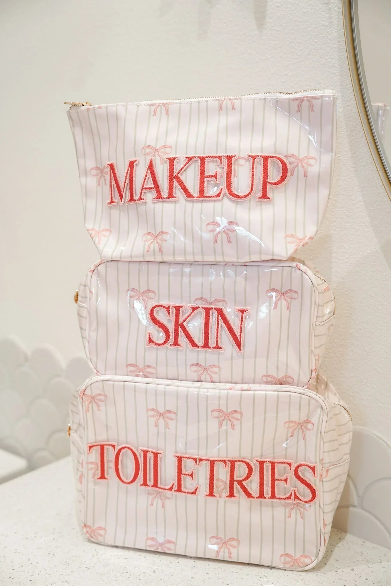 KenzKustomz Pink Ribbons Clear Coat Bag Makeup PREORDER
