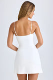 Modal Sweetheart Neck A Line Mini Dress in White