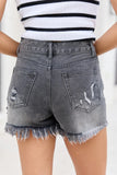 Noelle Black Wash Distressed Denim Shorts