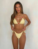 FINLEA REVERSIBLE BIKINI TOP RED YELLOW DOT AND STRIPE
