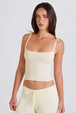Ribbed Knit Tie Tank Top in Cream
