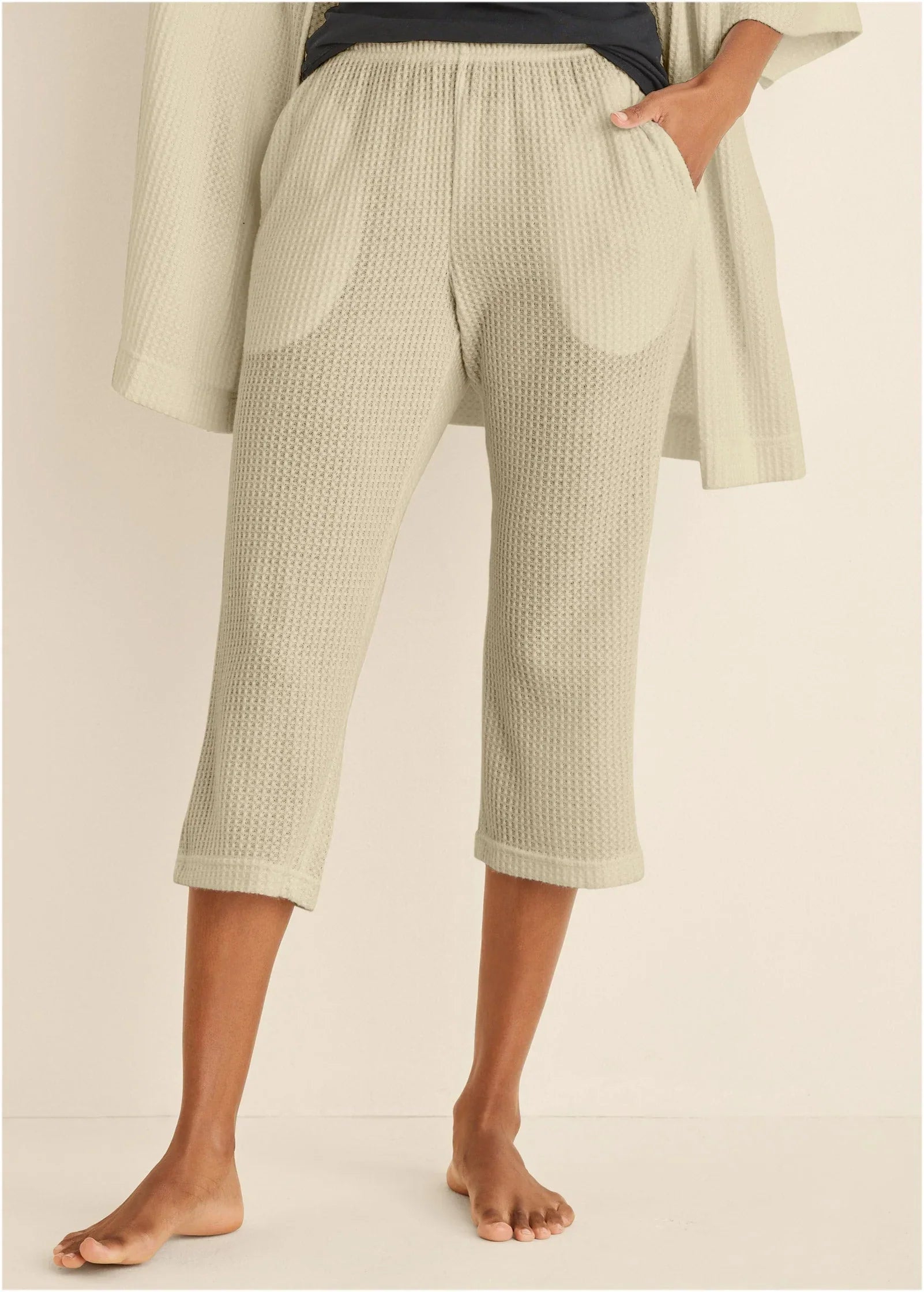 Cozy Waffle Crop Pant Oatmeal