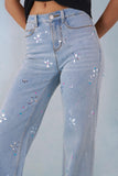 Mid Rise Straight Leg Jeans in Light Denim