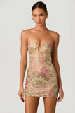 Embellished Sweetheart Neck A Line Mini Dress in Rose Hotfix