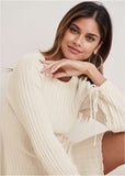 Tie Detail Mini Sweater Dress Off White