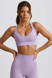 Super Sculpt Seamless Cross Back Sports Bra in Lavender