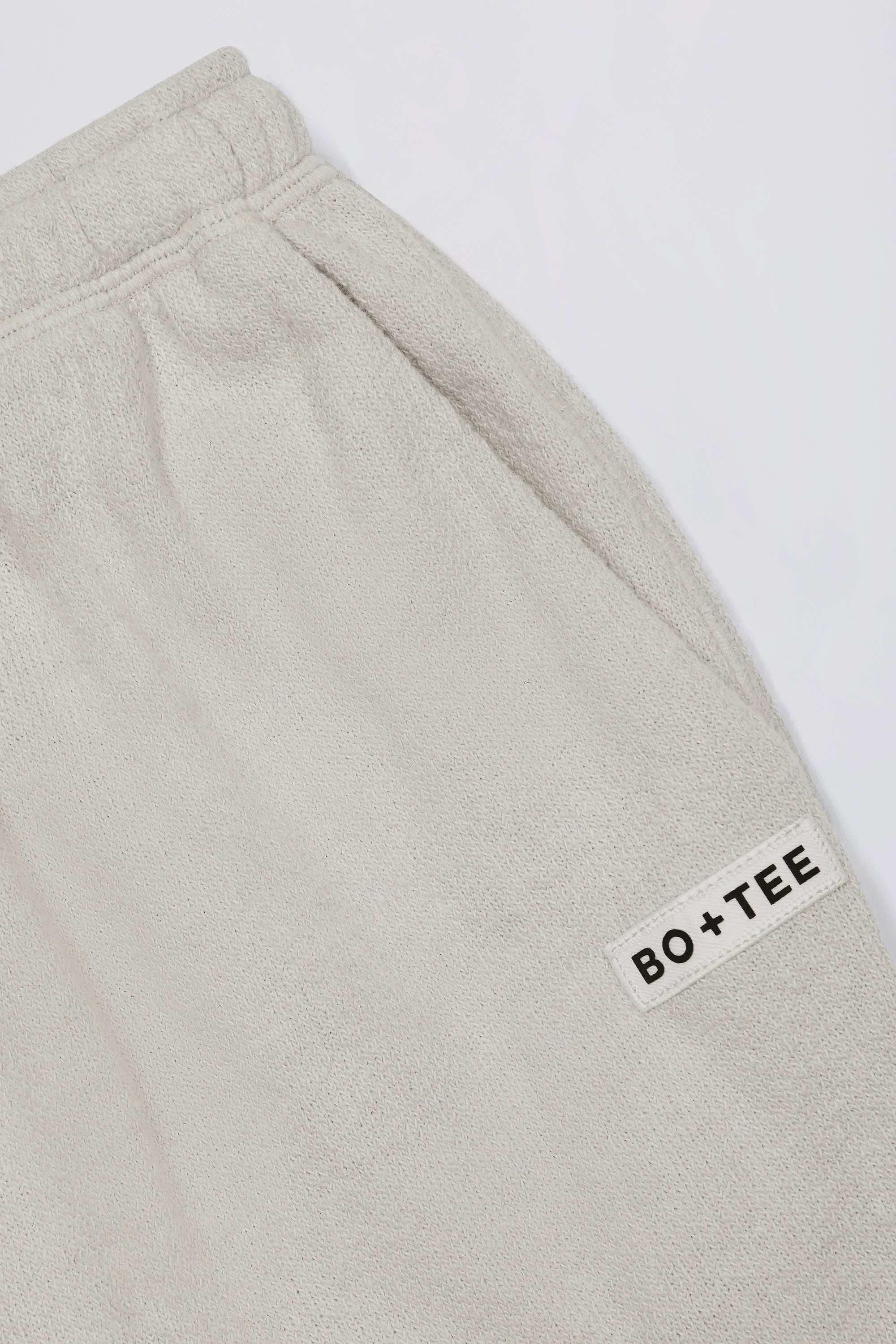 Textured Cotton Button Low Rise Wide Leg Joggers in Light Grey