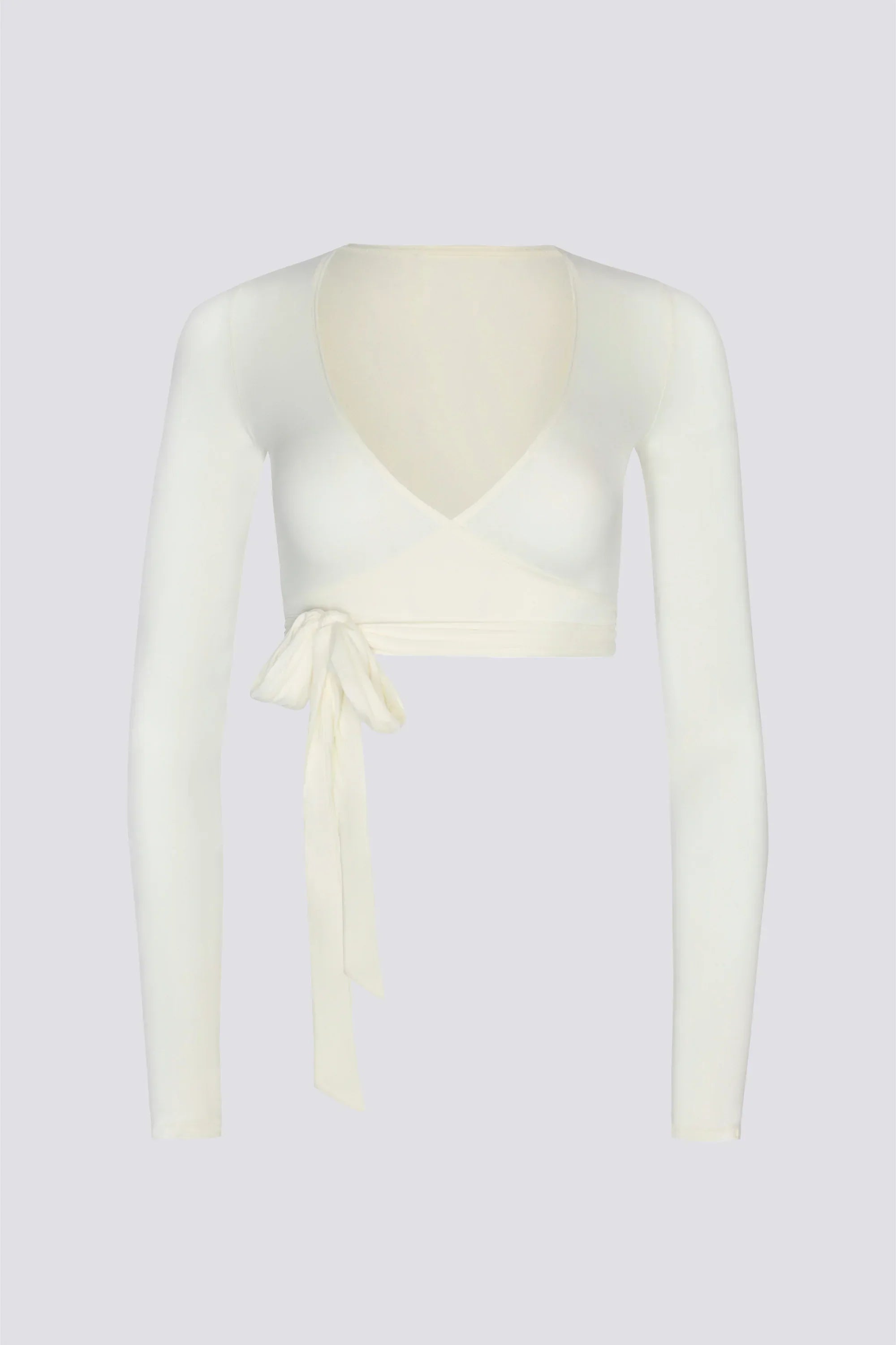 Soft Jersey Wrap Crop Top in White