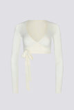 Soft Jersey Wrap Crop Top in White