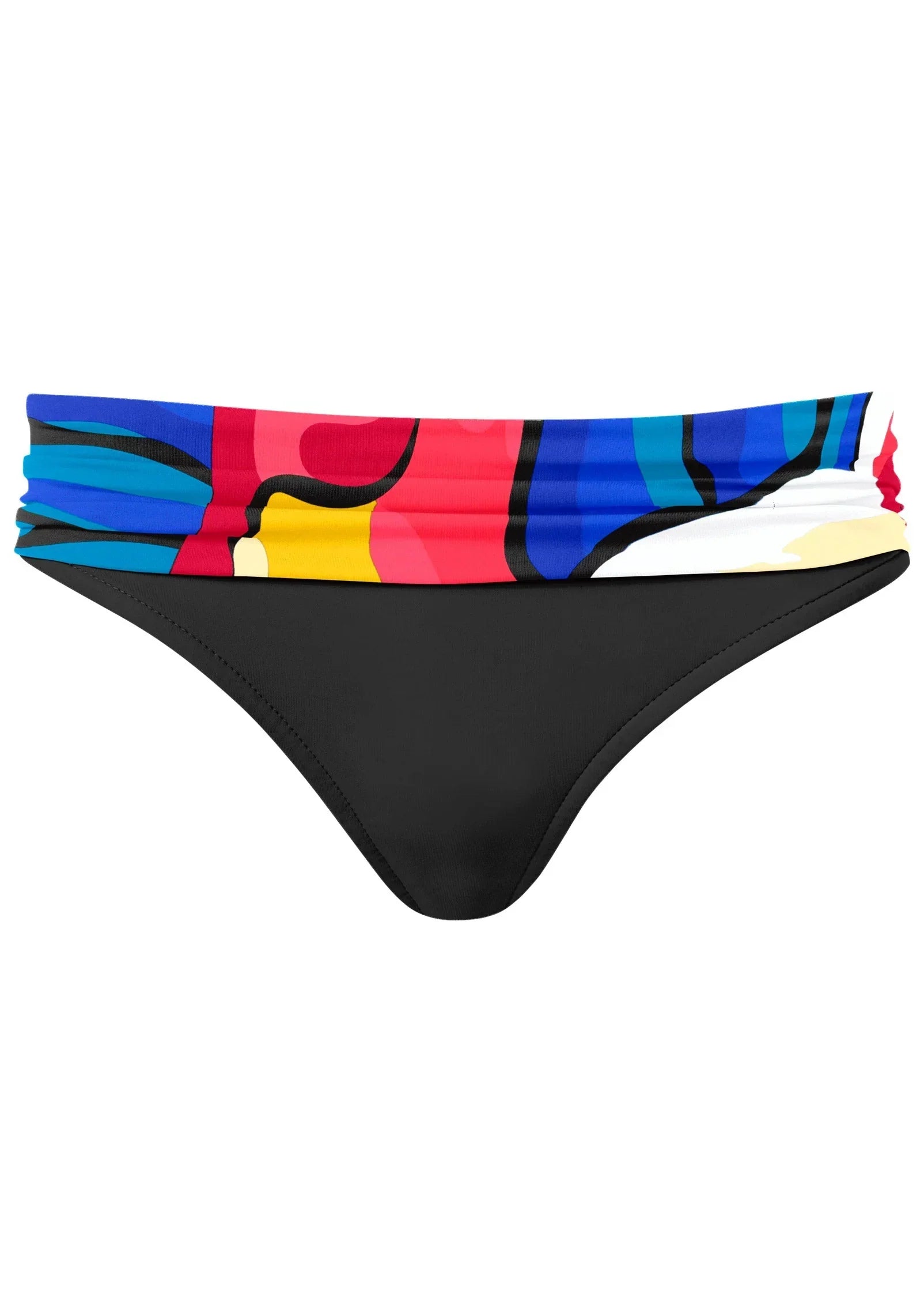 Ruched Waist Bikini Bottom Abstract Swirl
