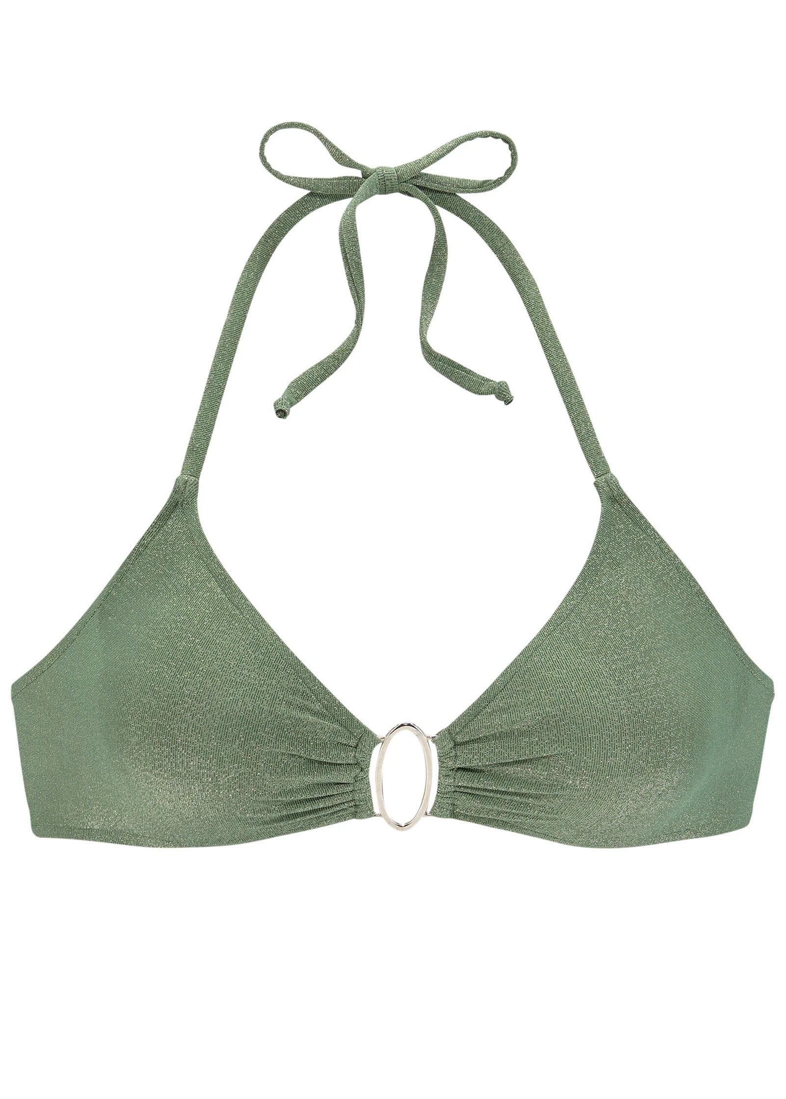 Ring Front Bikini Top Olive Green Multi