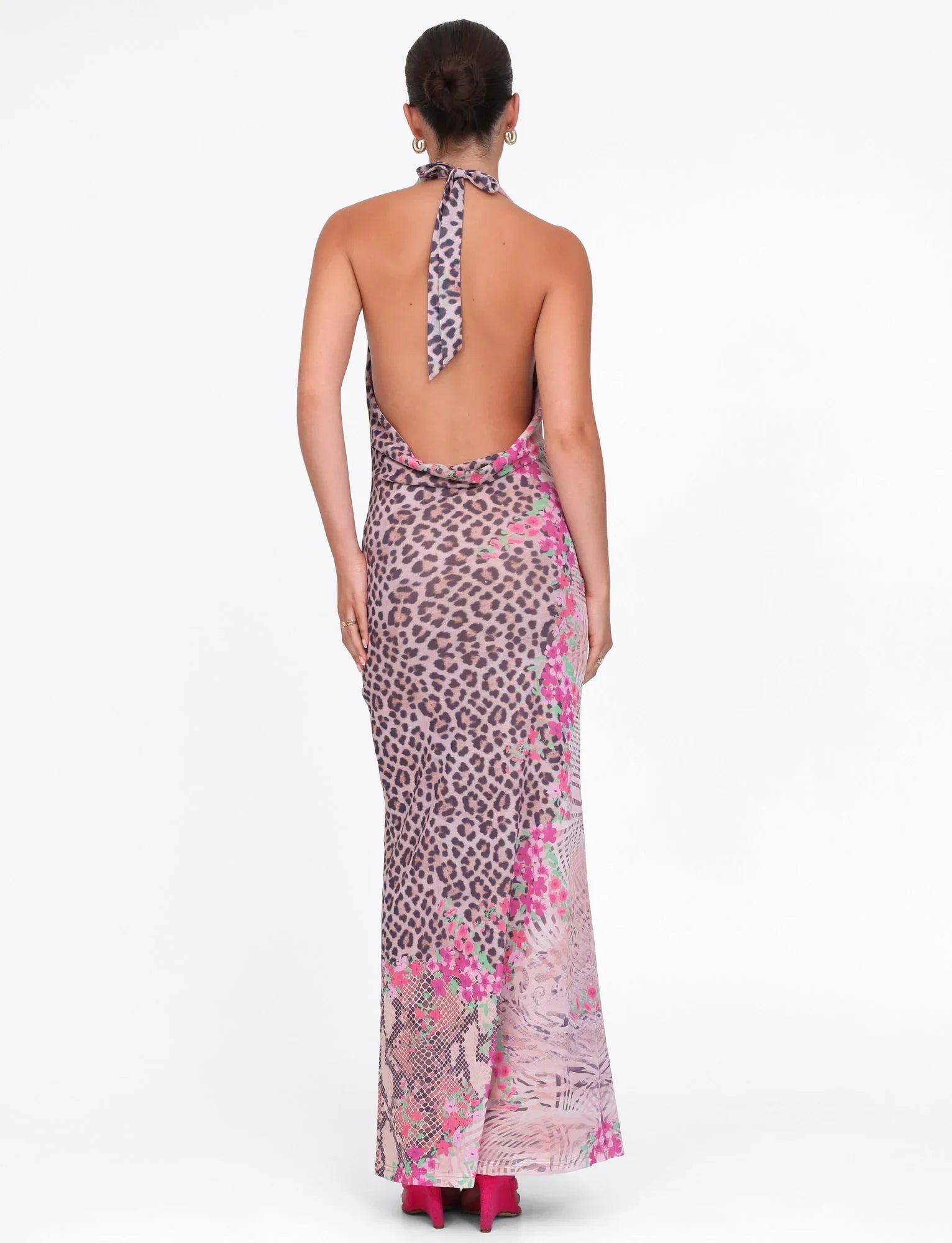 CATALINA MAXI DRESS NEUTRAL ANIMAL ANIMAL FLORAL BORDER
