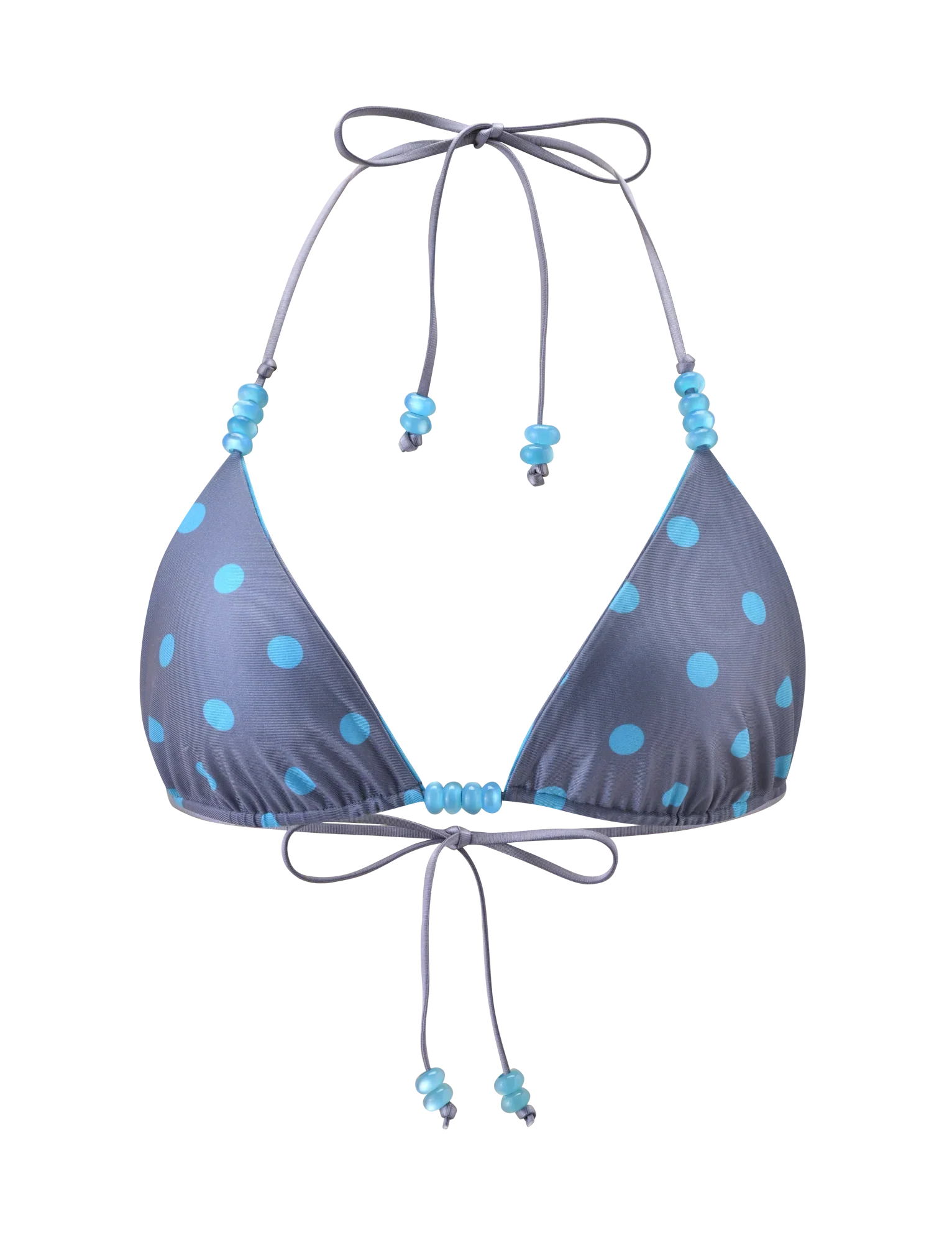 FINLEA REVERSIBLE BIKINI TOP BLUE GREY DOT AND STRIPE