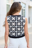 Alexa Black And White Crochet Vest