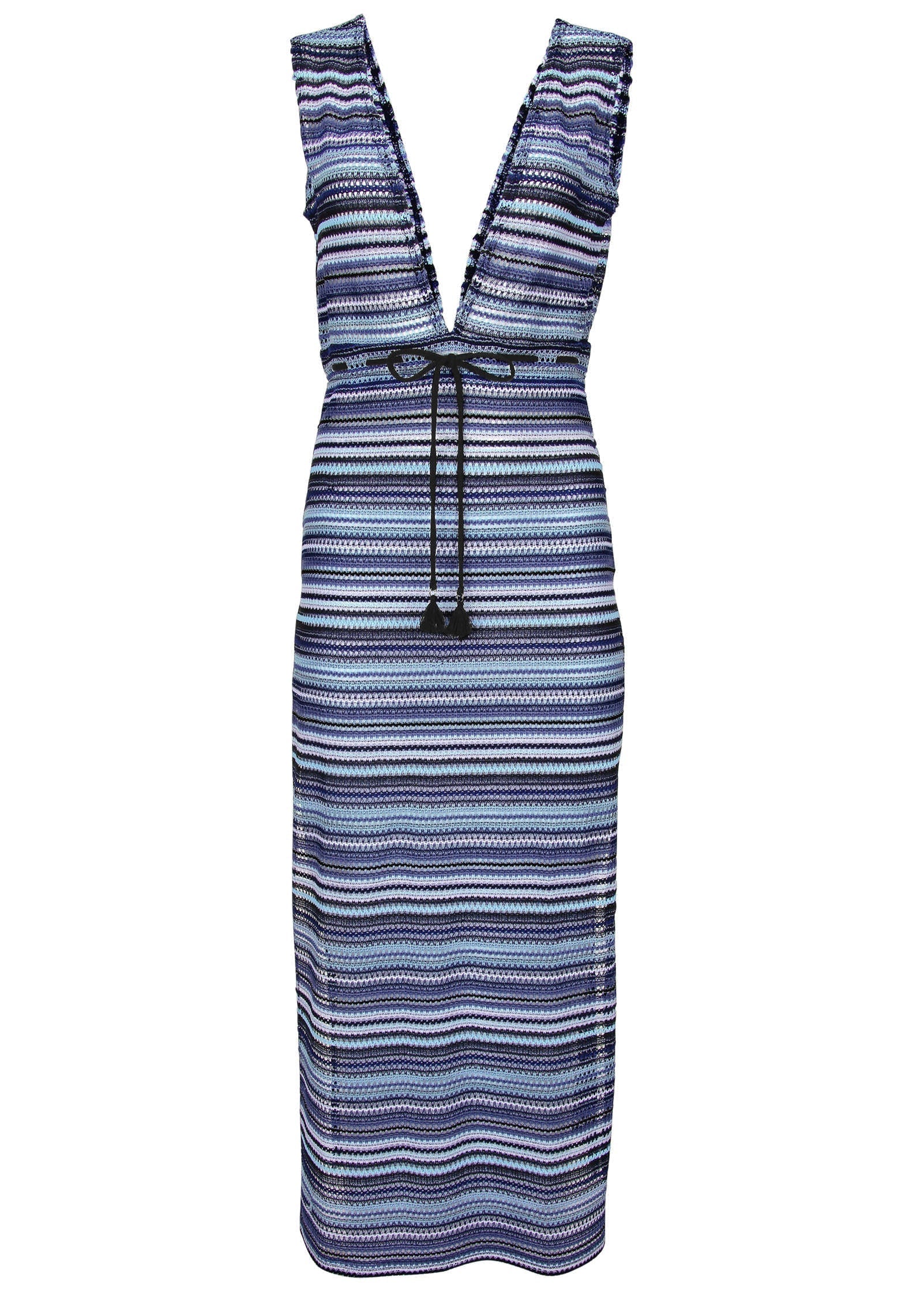Crochet Maxi Cover Up Dress Navy Multi