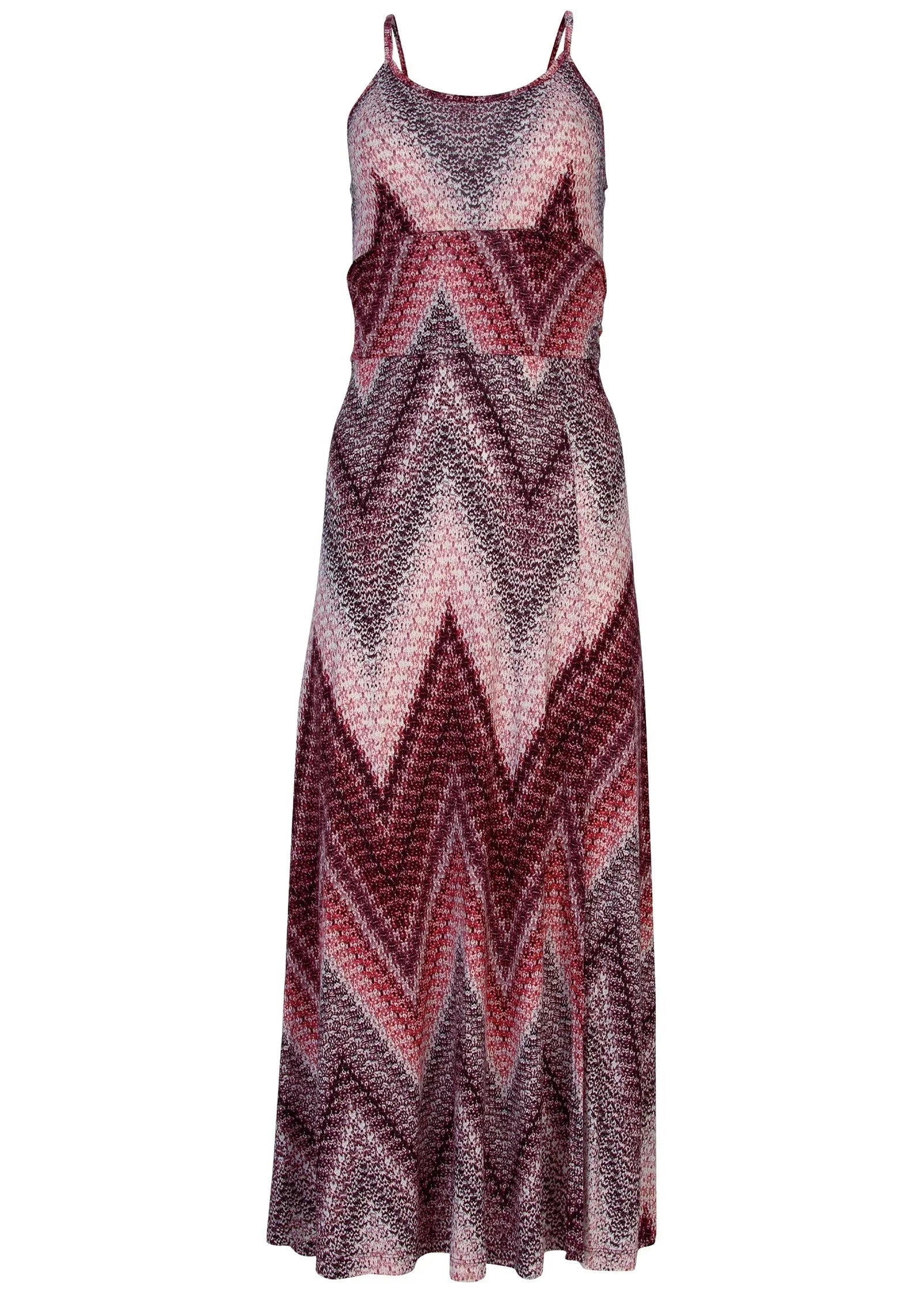 Gathered Waist Maxi Dress Burgundy Multi