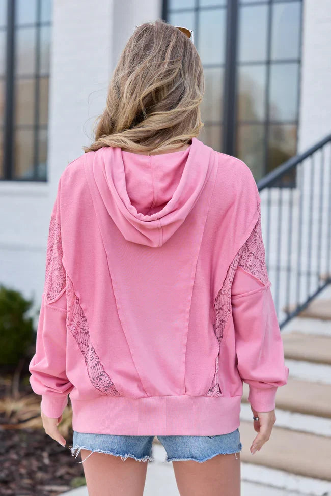 Emerson Mauve Lace Patchwork Hoodie SALE