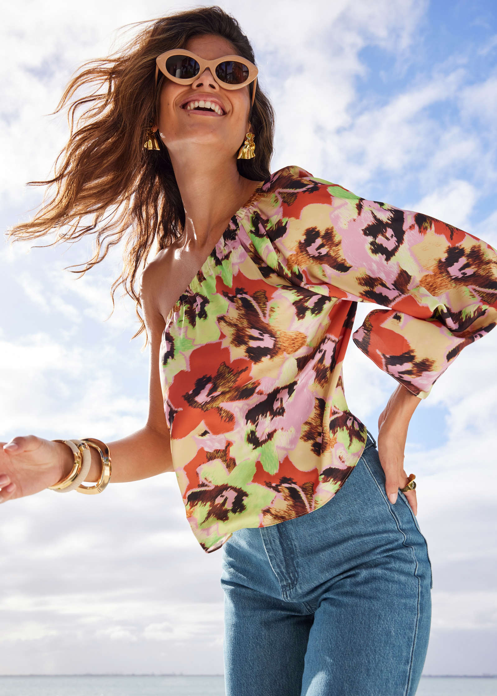 One Shoulder Top Blurred Bouquet