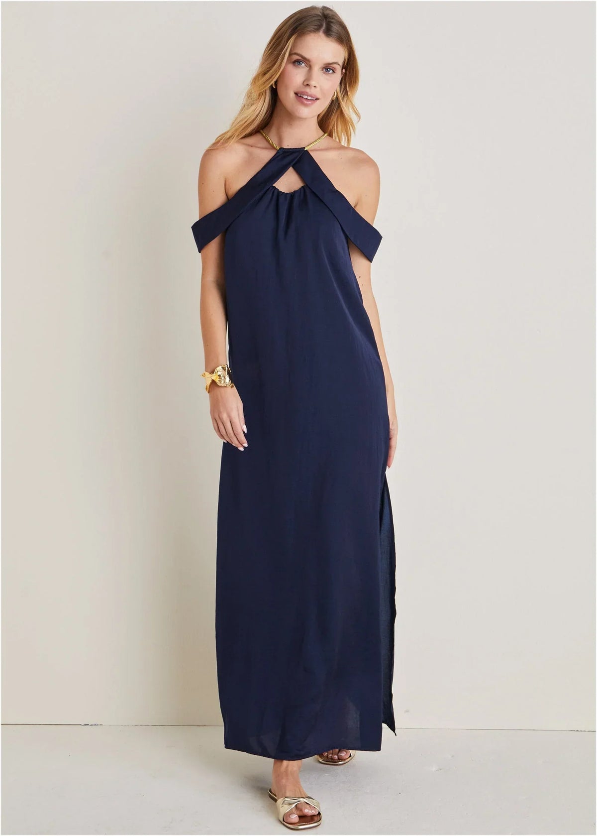 Cold Shoulder Maxi Dress Navy
