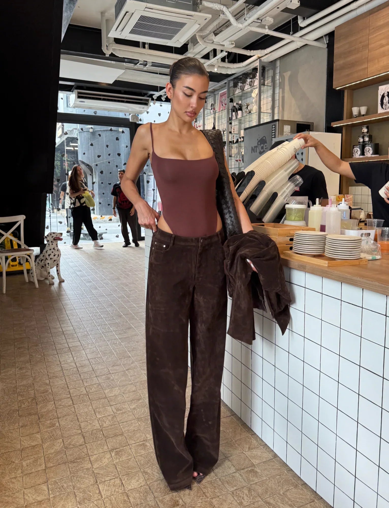 CAMELLIA PANT CHOCOLATE SUEDE