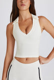 Soft Active Polo Crop Top in Coconut