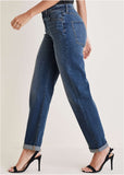 Rolled Cuff Relaxed Jeans Medium Wash