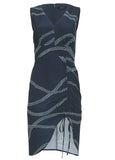 Ruched Side High Low Dress Yacht Rope Print