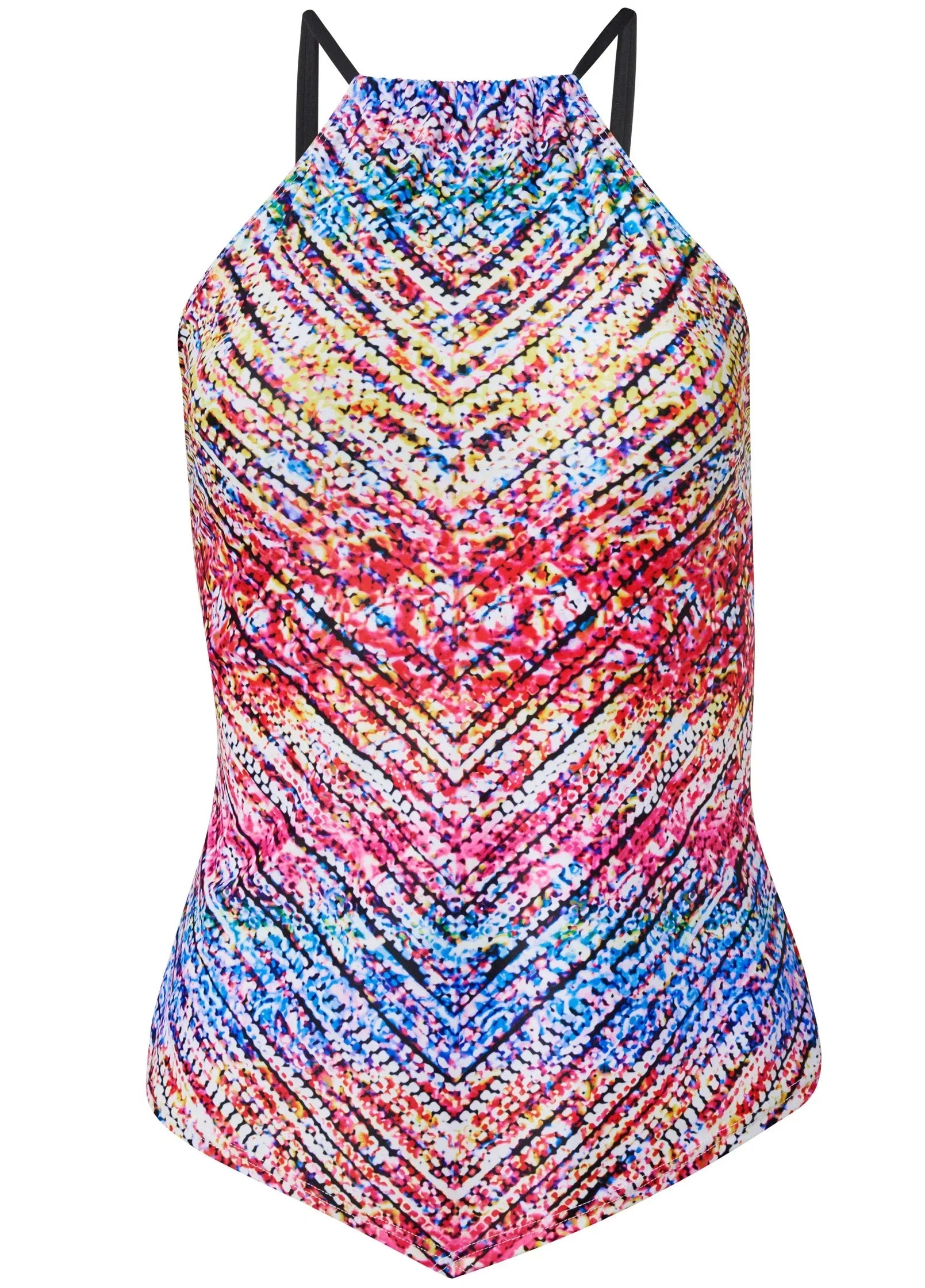 Hanky Hem High Neck Tankini Top Sunset Jive