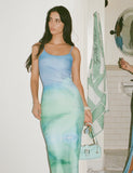 ARDON MAXI DRESS BLUE MACRO FLORAL BLUE HIBISCUS