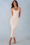 Modal Lace Trim Midaxi Dress in Ivory