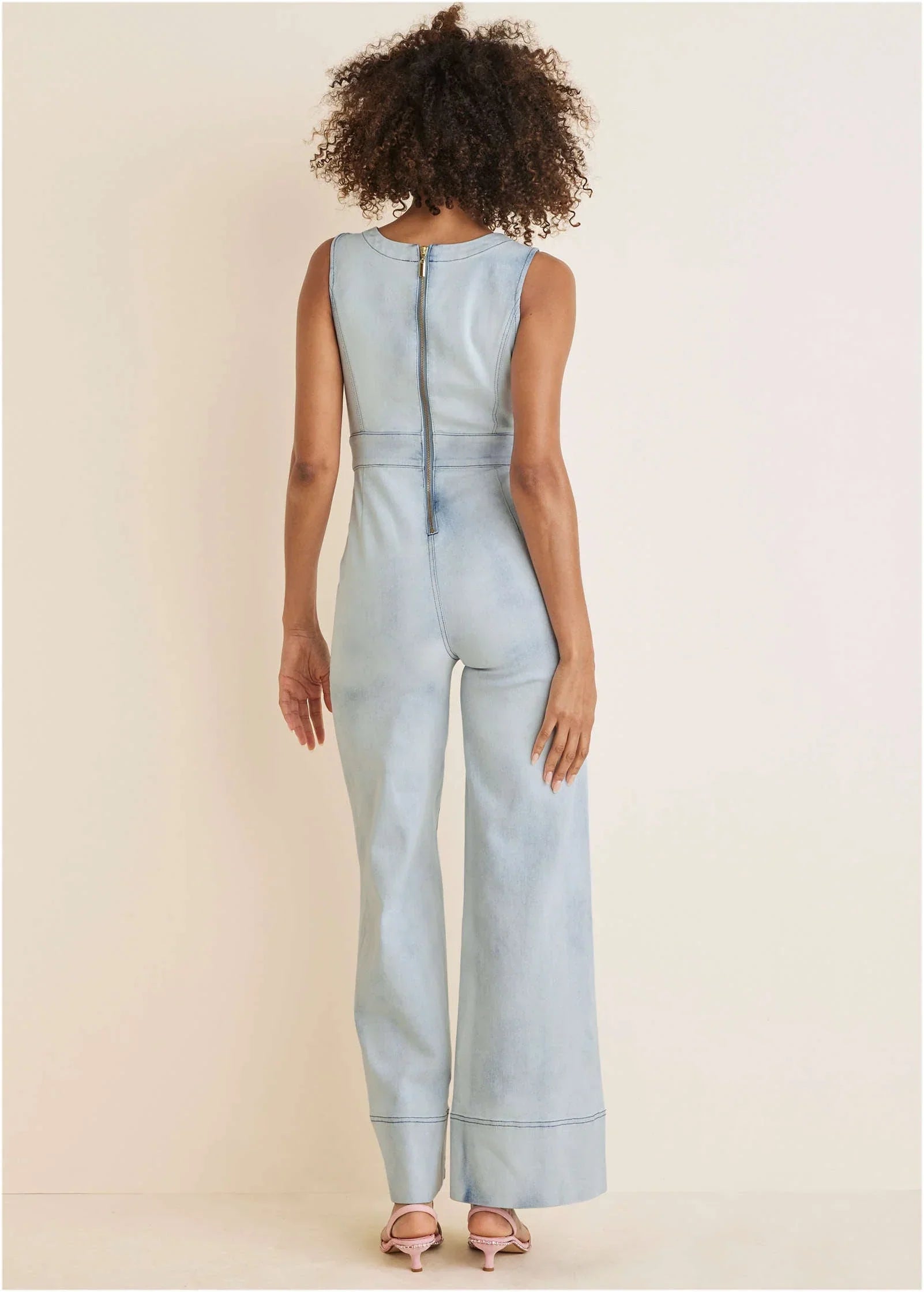 Stretch Denim Jumpsuit Light Wash
