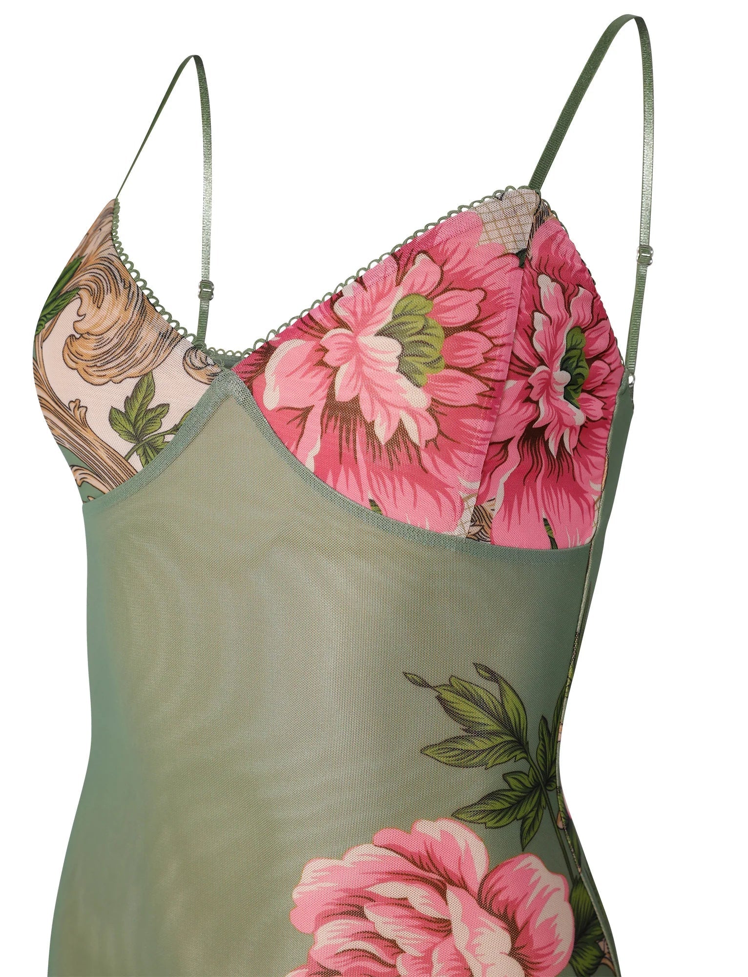 JULIANNA DRESS GREEN FLORAL ROCCOCO FLORAL