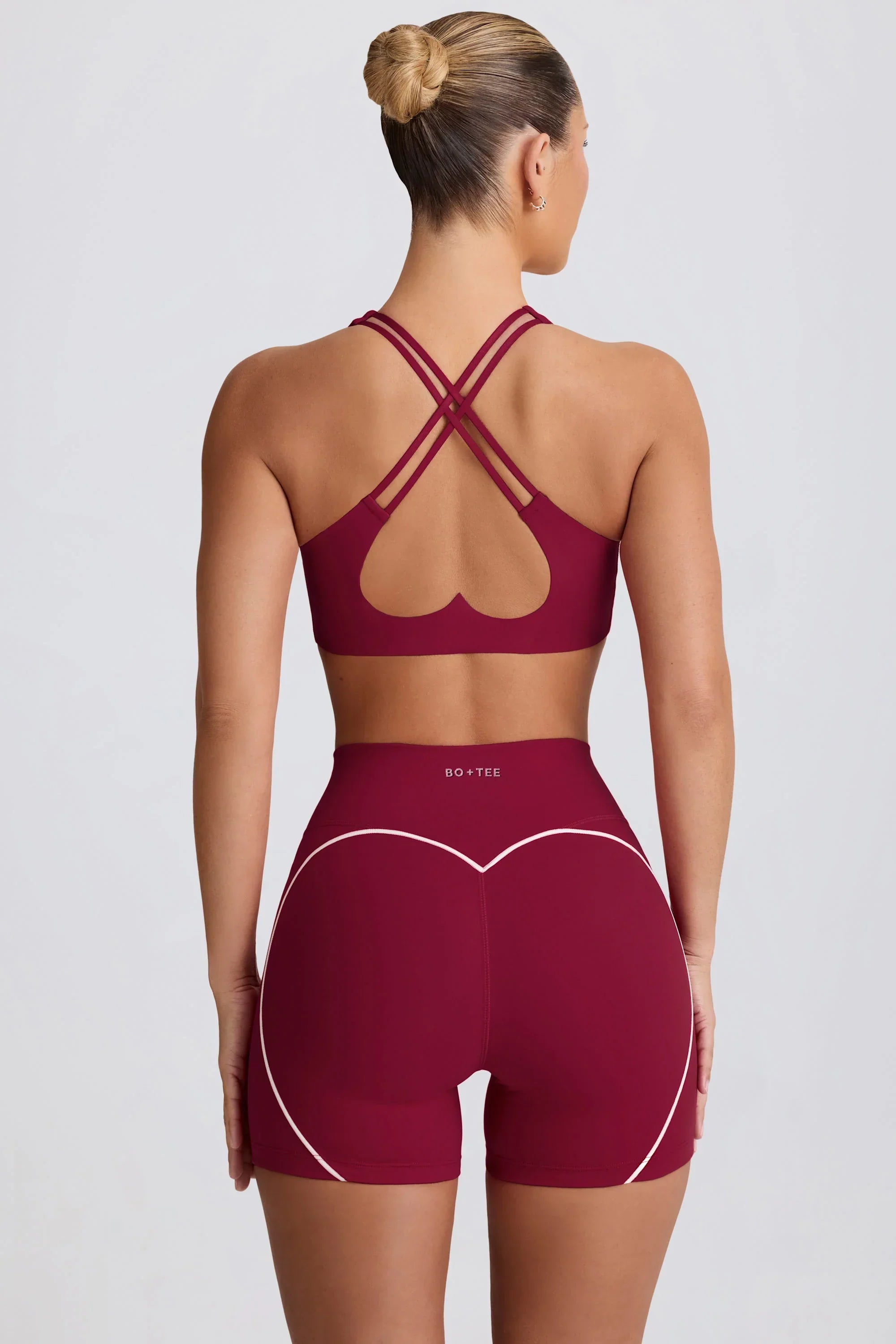 Soft Active V Neck Sports Bra in Burgundy