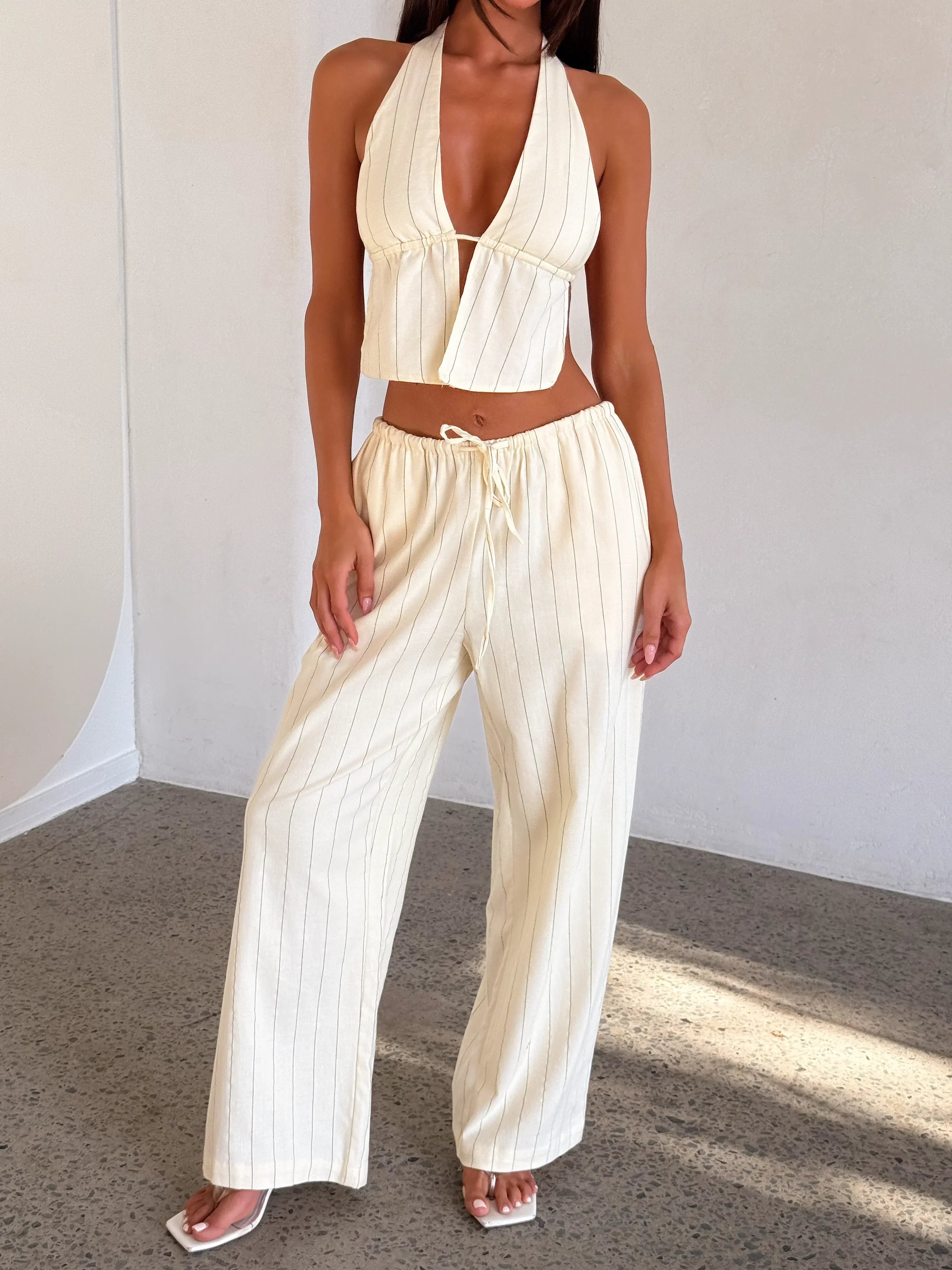 LAINEY PANT BEIGE STRIPE