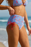 High Tide Cherry On Stripe Navy High Waisted Bikini Bottom
