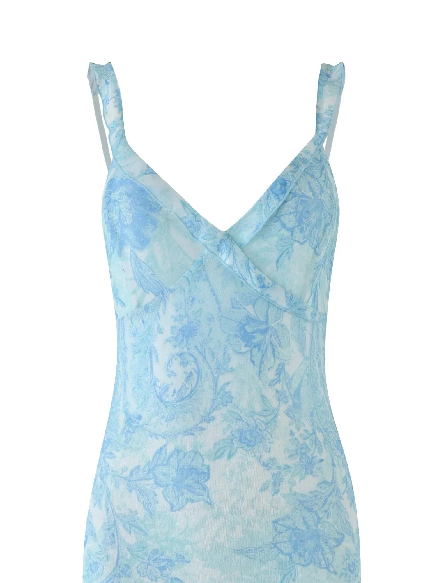 GUILIANNA FRILL MAXI DRESS BLUE FLORAL TAPESTRY