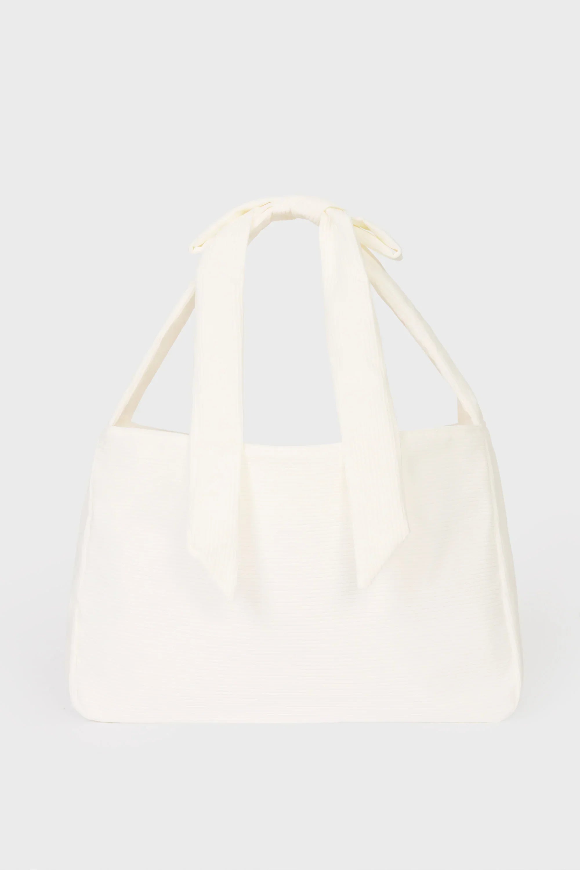 Corduroy Bow Tote Bag in Ivory