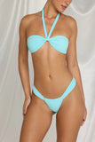 Multiway Twist Front Bikini Top in Aqua Blue