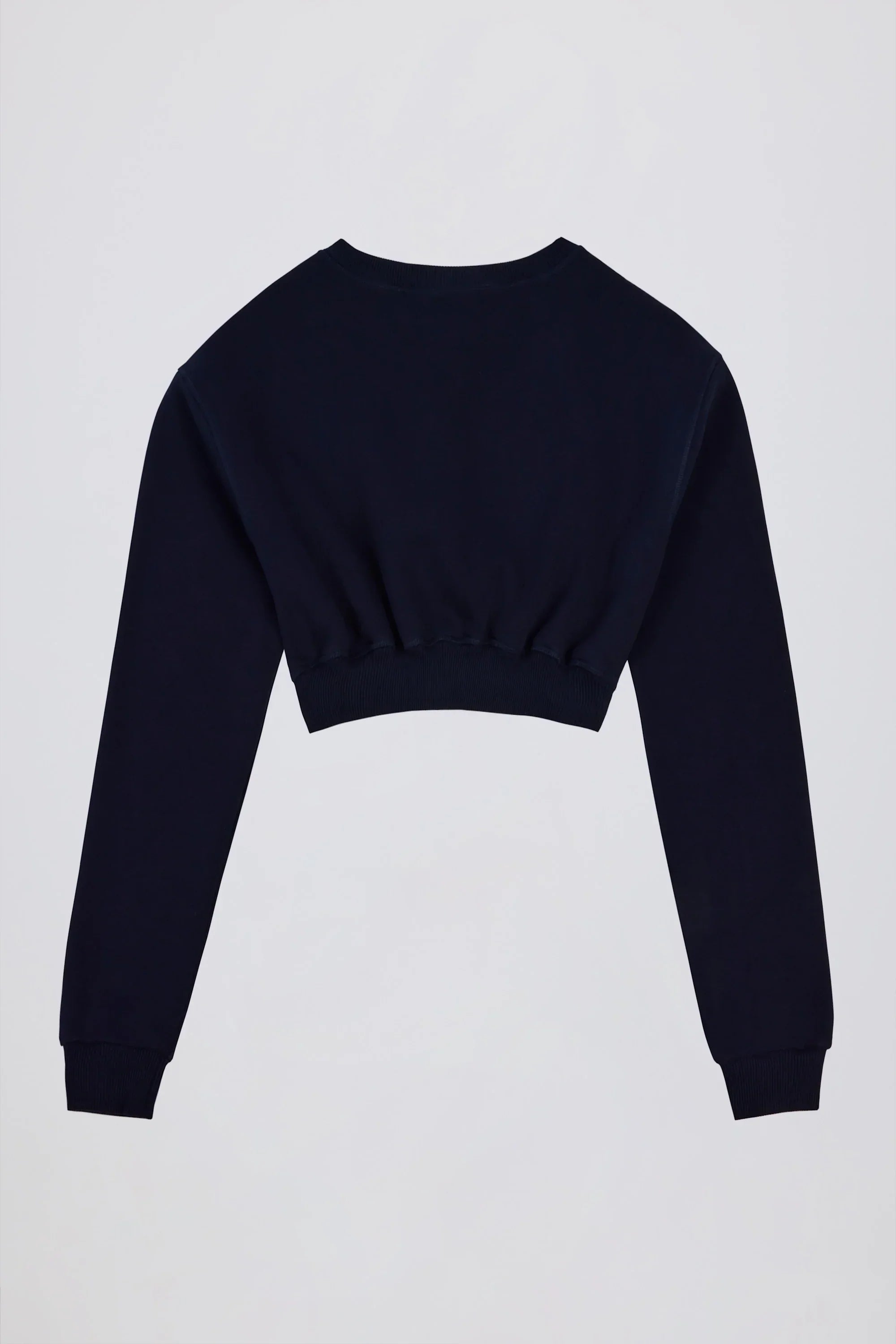Brushed Jersey Button Up Cropped Cardigan in Classic Navy